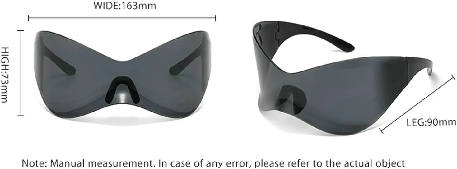 

Laureles — большие цельные солнцезащитные очки без оправы для женщин, в стиле Y2K, для занятий спортом на открытом воздухе, для мужчин — панк-очки для вождения, Clear