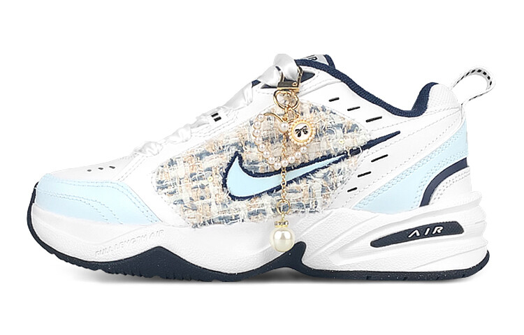 

Кастомизированные кроссовки Nike Air Monarch 4 Low-Top Chunky Unisex, белый/голубой