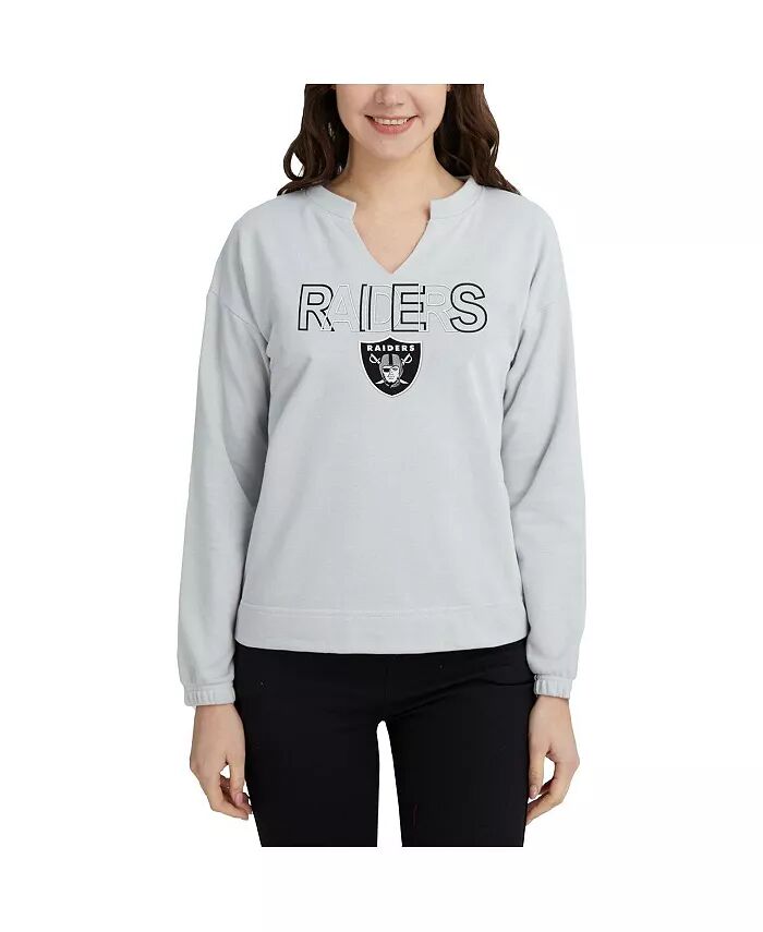 

Женская серая футболка Las Vegas Raiders Sunray Notch Neck с длинным рукавом Concepts Sport