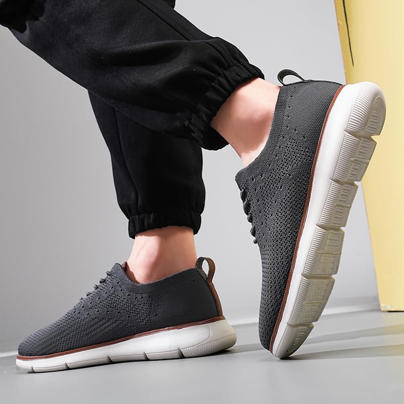 Мужские дышащие кроссовки Knitflex из сетки Оксфорд Swzec, серый — фото 4