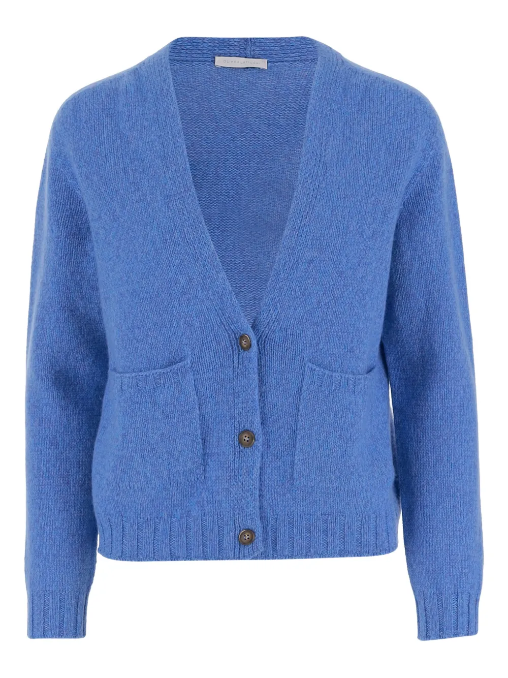

Кардиган с V-образным вырезом в рубчик OLIVER LATTUGHI, синий