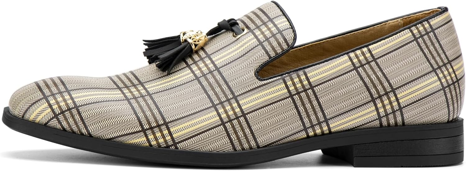 

Мужские винтажные бархатные лоферы с вышивкой, элегантные лоферы без застежки, тапочки-лоферы с кисточками Jitai, коричневый