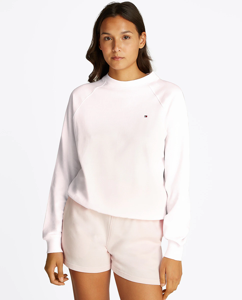 

Хлопковая толстовка с круглым вырезом Tommy Hilfiger, розовый
