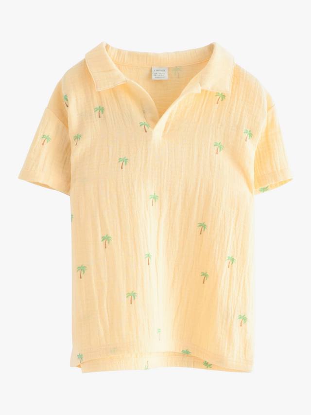 

Детская поло из хлопка с принтом пальмы Lindex, Light Dusty Yellow