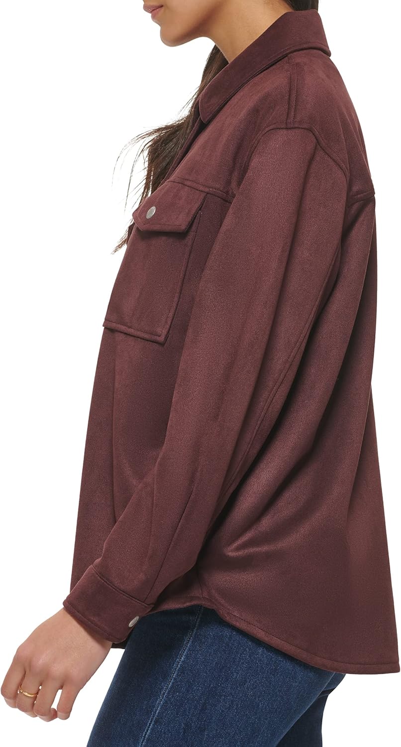 Женская куртка-рубашка Levi's из мягкой искусственной замши, бордовый — фото 4