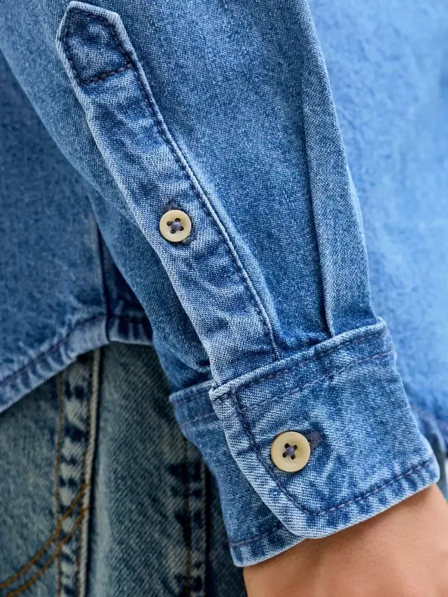 Детская джинсовая рубашка Stanley 021, синяя Jack & Jones — фото 4