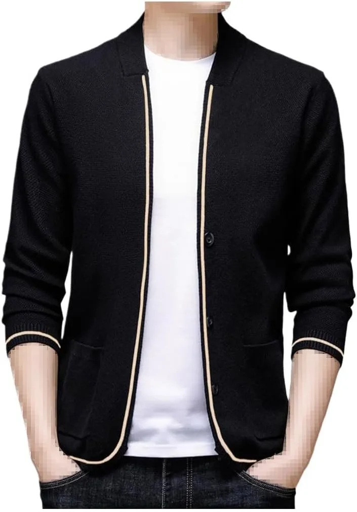 

Кардиган мужской вязаный однотонный с длинными рукавами и карманами