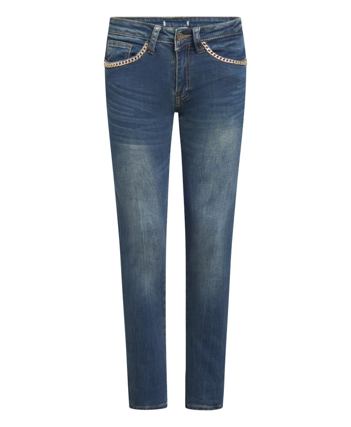 

Уникальные дизайнерские джинсы с аппликациями-цепочками. Tooche, синий