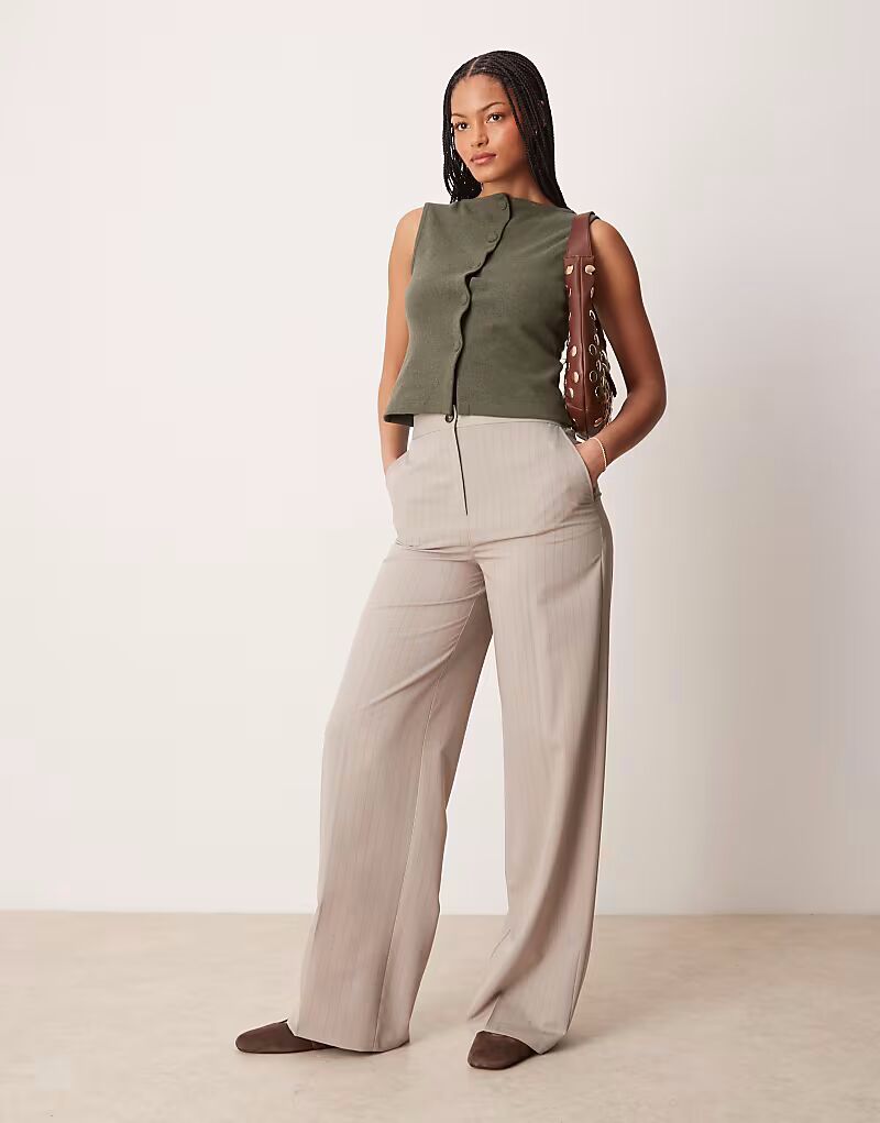 

ASOS DESIGN Высокие брюки свободного кроя в полоску норки