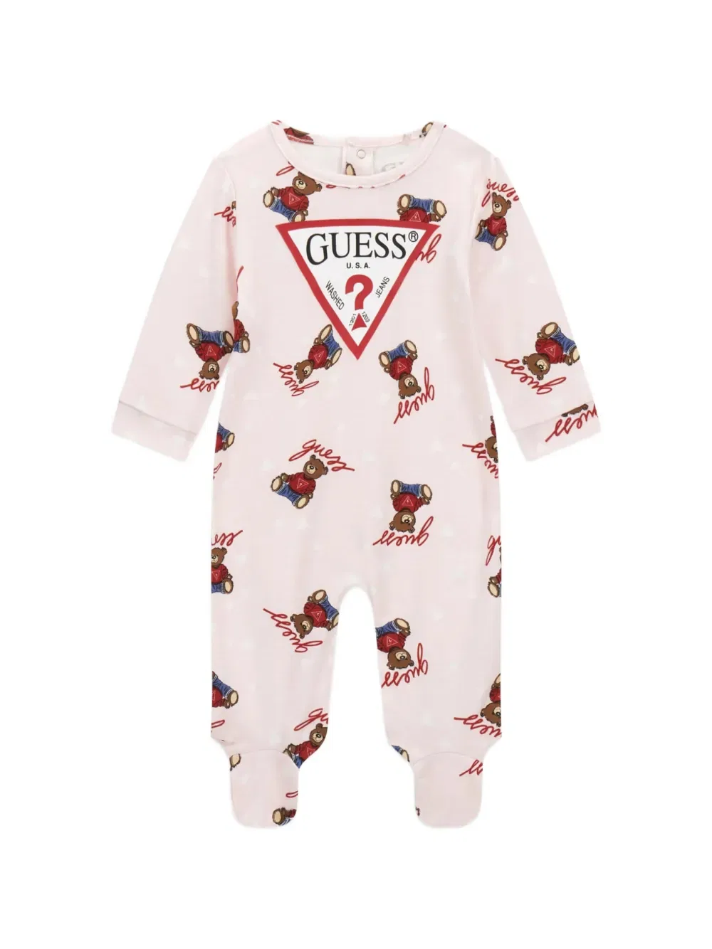 Детский комбинезон с медвежьим принтом Guess Kids, розовый