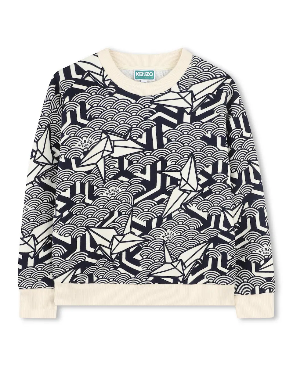 

Синяя хлопковая толстовка Kenzo Kids, тёмно-синий