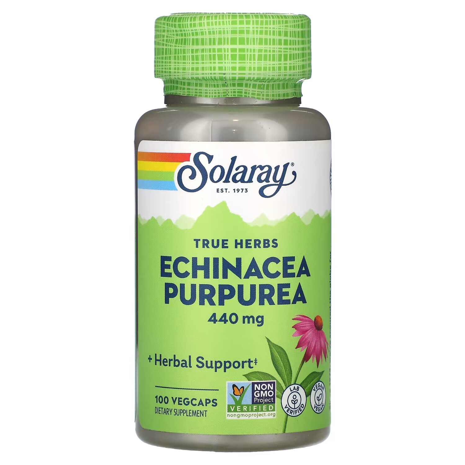 

Эхинацея пурпурная Solaray True Herbs, 440 мг, 100 растительных капсул