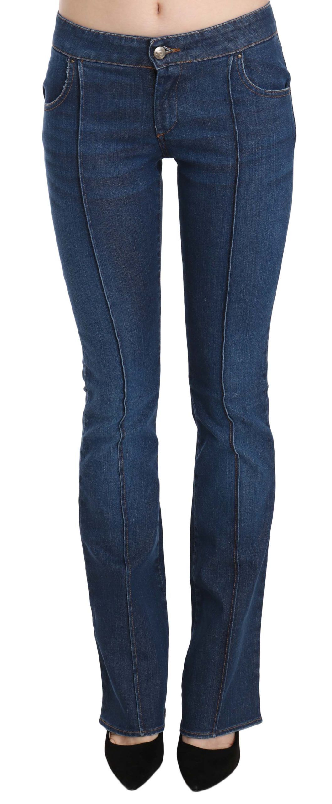 

Шикарные синие потертые джинсовые брюки Boot Cut Just Cavalli, синий