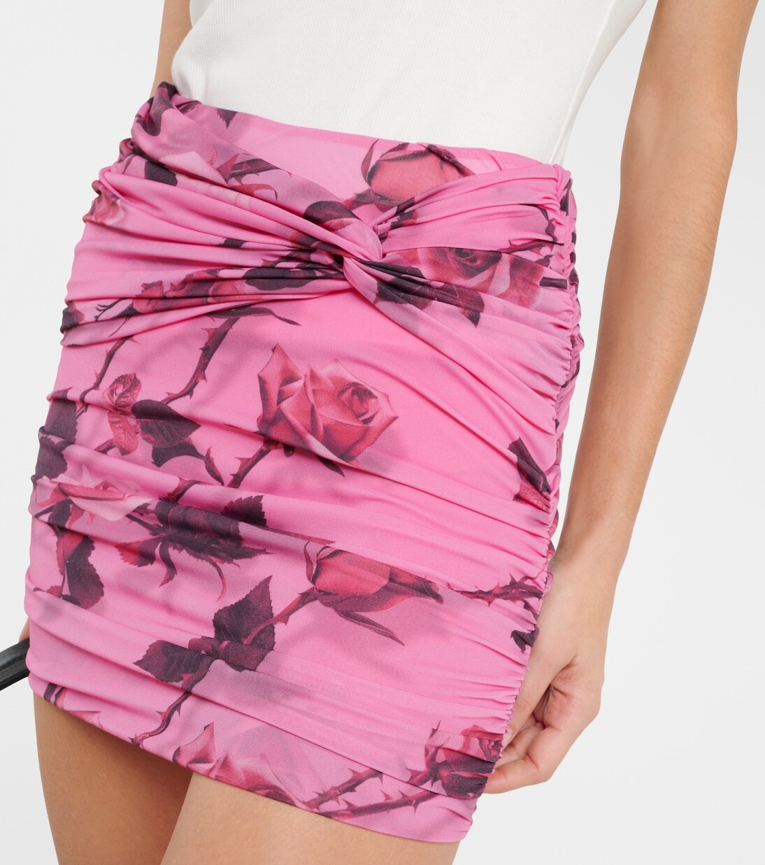 Мини-юбка со сборками с цветочным принтом Blumarine, мультиколор — фото 4