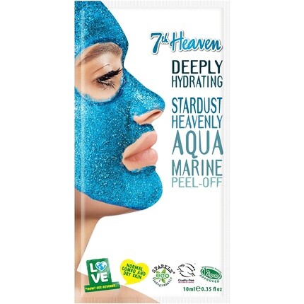 

Маска для лица Stardust Heavenly Aquamarine Peel-Off с кокосовой глиной для чистой и сияющей кожи — идеально подходит для нормальной, комбинированной и сухой кожи, 7Th Heaven
