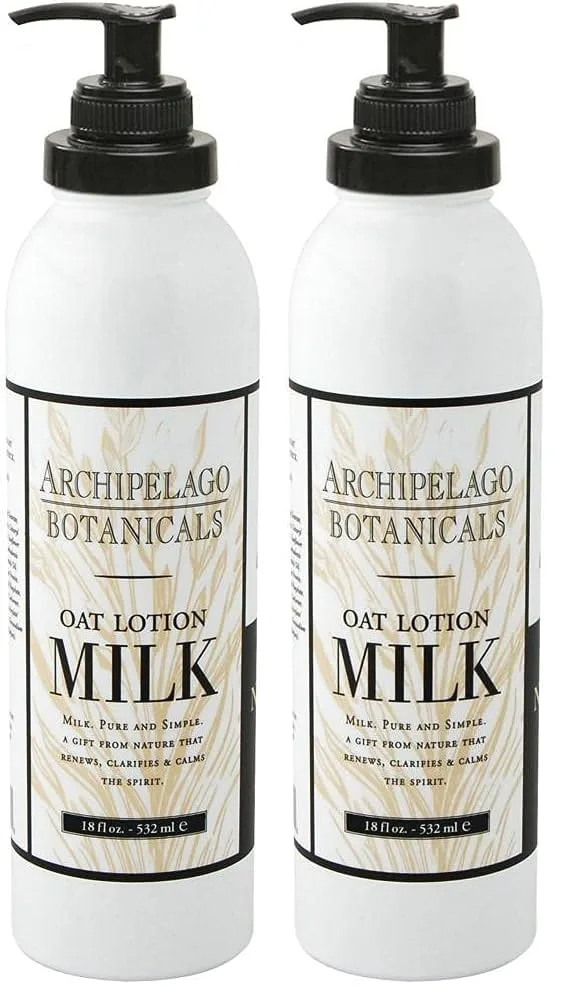 Archipelago Botanicals Oat Milk Lotion, увлажняющий лосьон для тела, питает и успокаивает сухую или чувствительную кожу, без парабенов и фталатов, 510 г (2 шт) 1,020.60 г (2 шт.), white