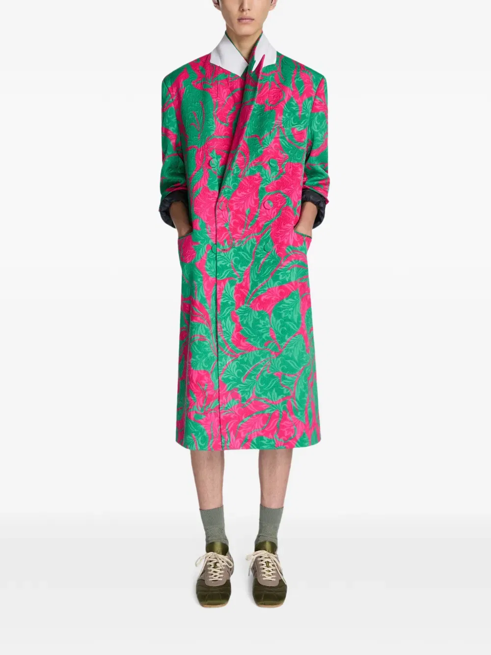 Стеганые атласные кроссовки Dries Van Noten, зеленый — фото 4