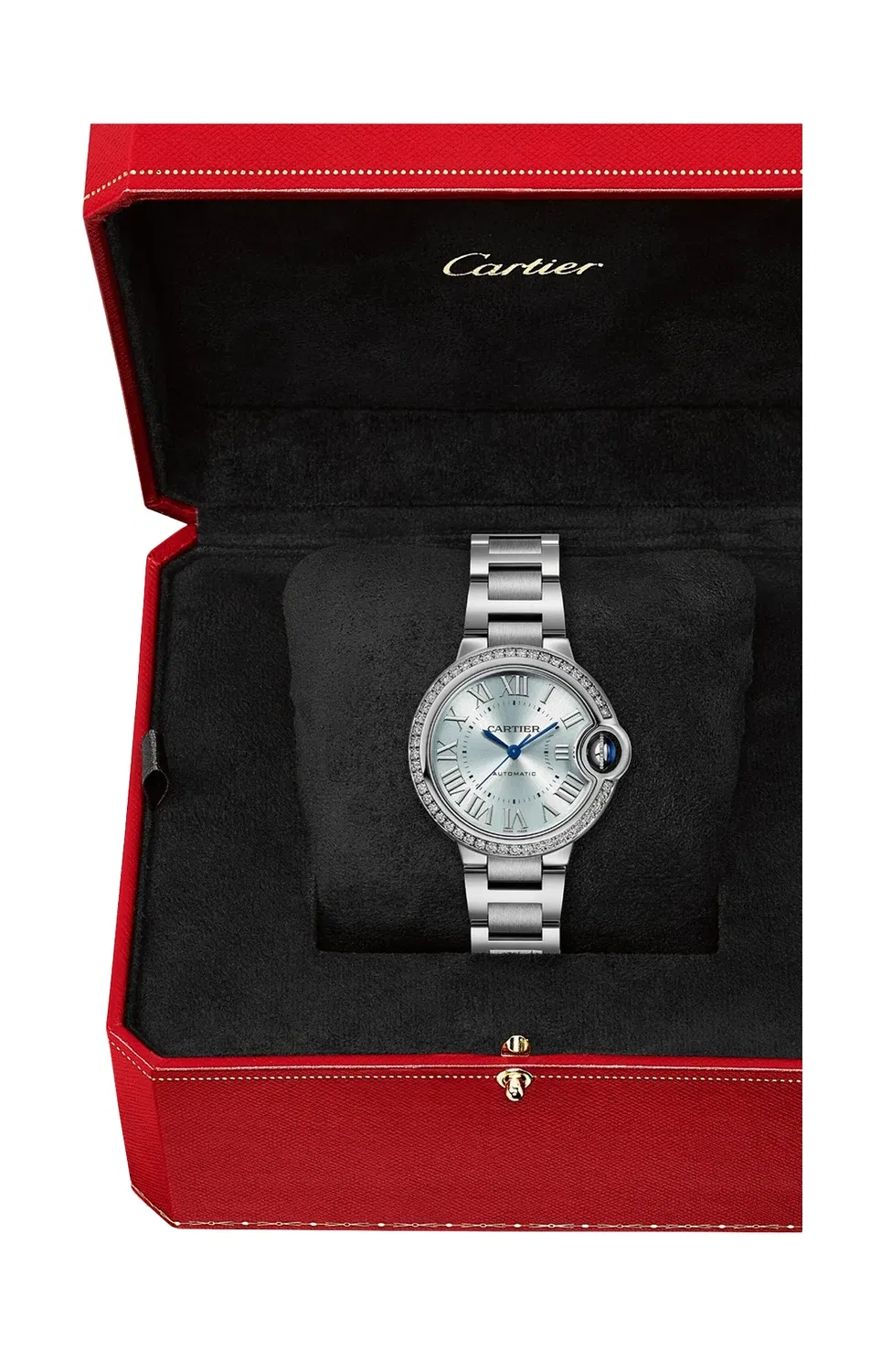 Ballon Bleu de CARTIER 33 мм, автоматические, сталь, бриллианты - W4BB0028, серебряный — фото 2