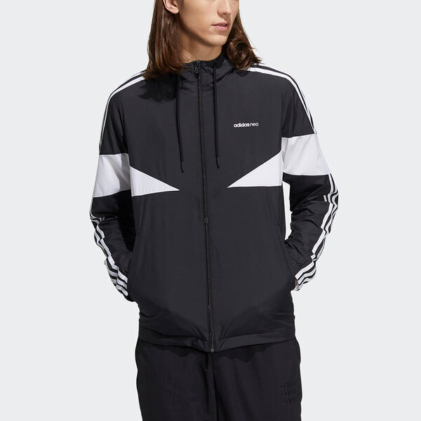 Куртка adidas neo M Icons 3s Wbkr Casual Sports Contrasting Colors Hooded Jacket Black, черный — фото 2
