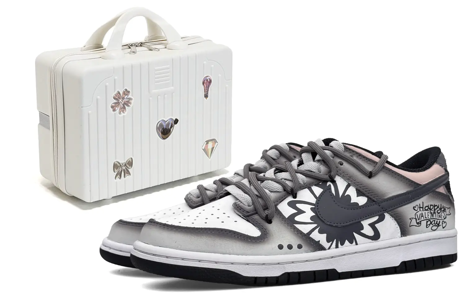

Кроссовки Nike Dunk Skateboarding Shoes Women's Low-top Gray/Pink, белый
