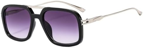 

Мужские солнцезащитные очки в стиле ретро с двойной перемычкой, квадратной формы, защита от УФ-излучения UV400, модный градиент, женские солнцезащитные очки MTZJH, Black Gray Gradient