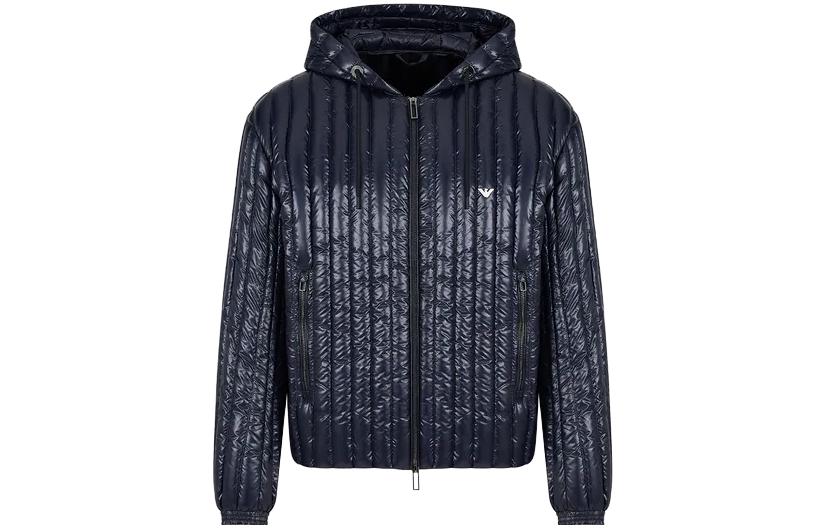 Куртка утепленная с капюшоном и вышитым логотипом EMPORIO ARMANI, морской синий — фото 2