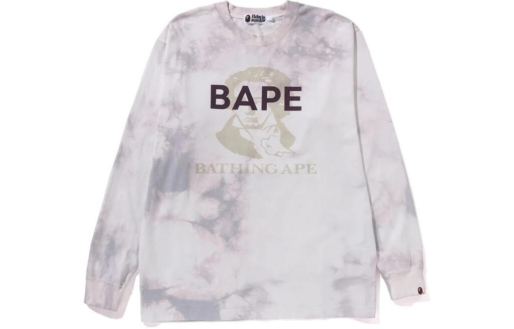 Футболка BAPE Tie Dye Bathing Ape с длинным рукавом A Bathing Ape, серый — фото 3