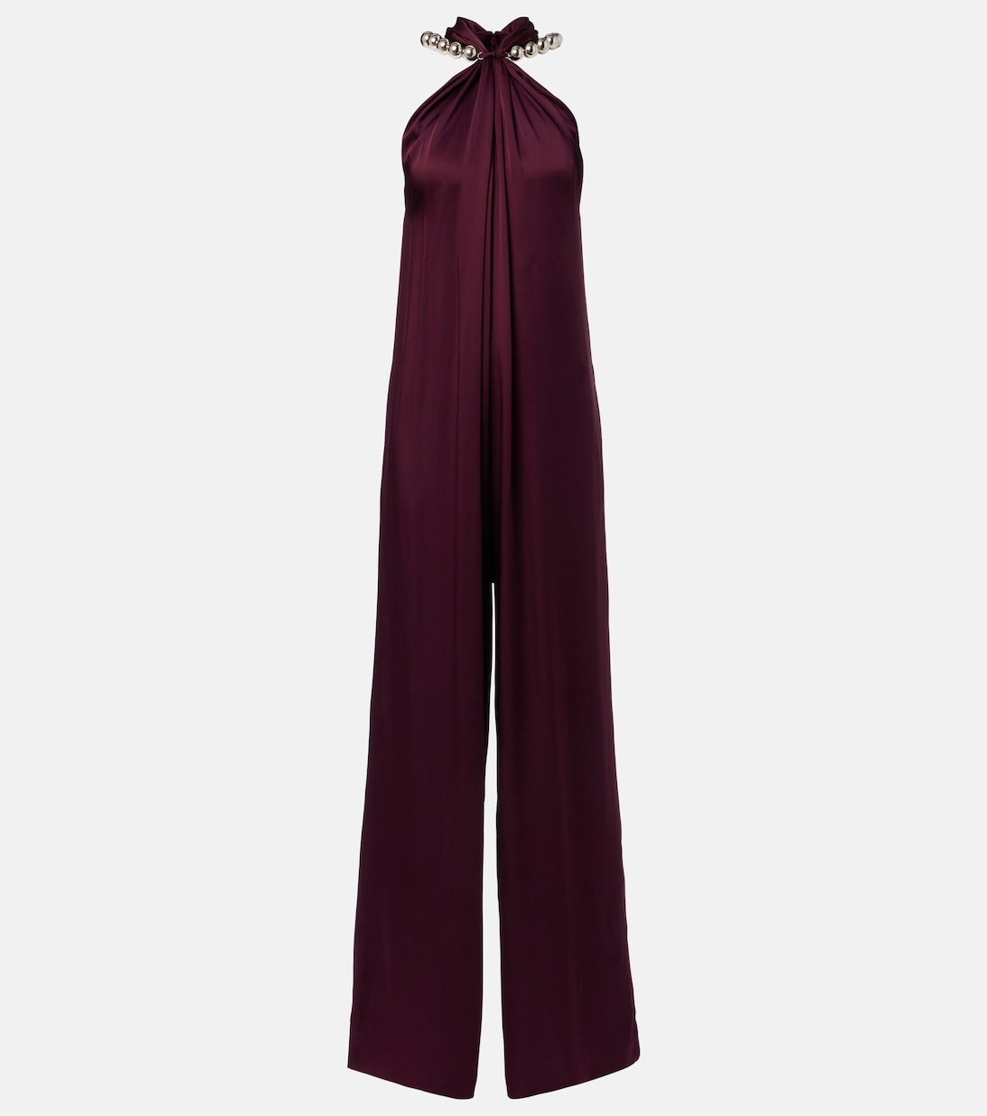 

Атласный комбинезон с декоративным воротником-халтер Stella McCartney, Bordeaux