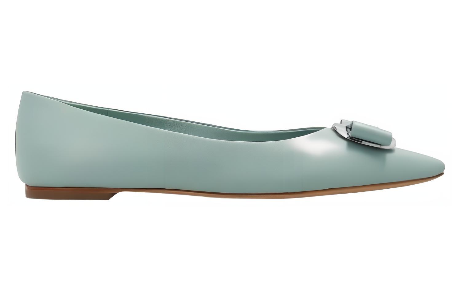 FERRAGAMO New Vara-bow Балетки из ягненка, Светло-голубой — фото 2
