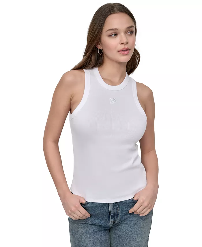 

Женский топ с круглым вырезом DKNY Jeans, белый