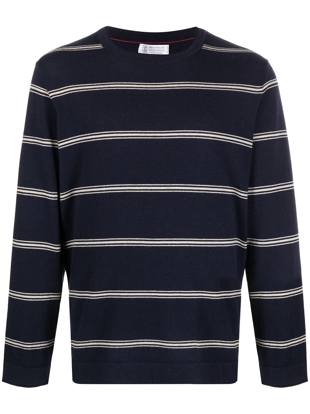 

Полосатый свитер с круглым вырезом Brunello Cucinelli, синий