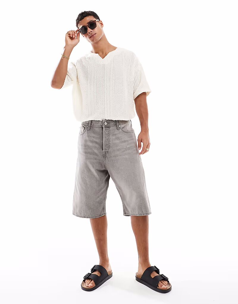 

Джинсовые шорты Jack & Jones Ron Skater из серого денима