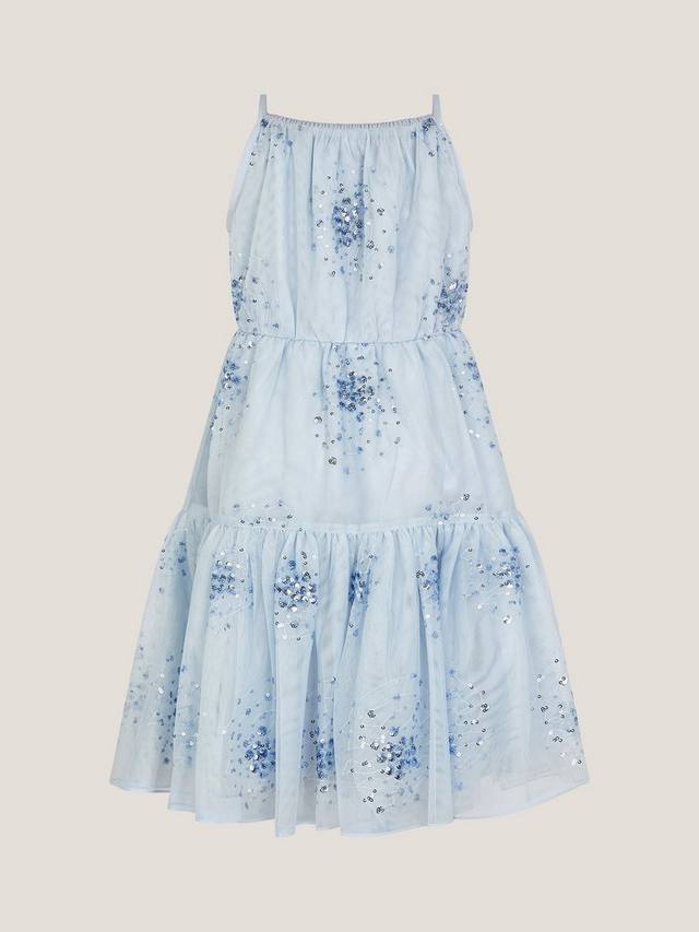 Детское платье для праздника Tilly с пайетками и ярусами Monsoon, Pale Blue — фото 3