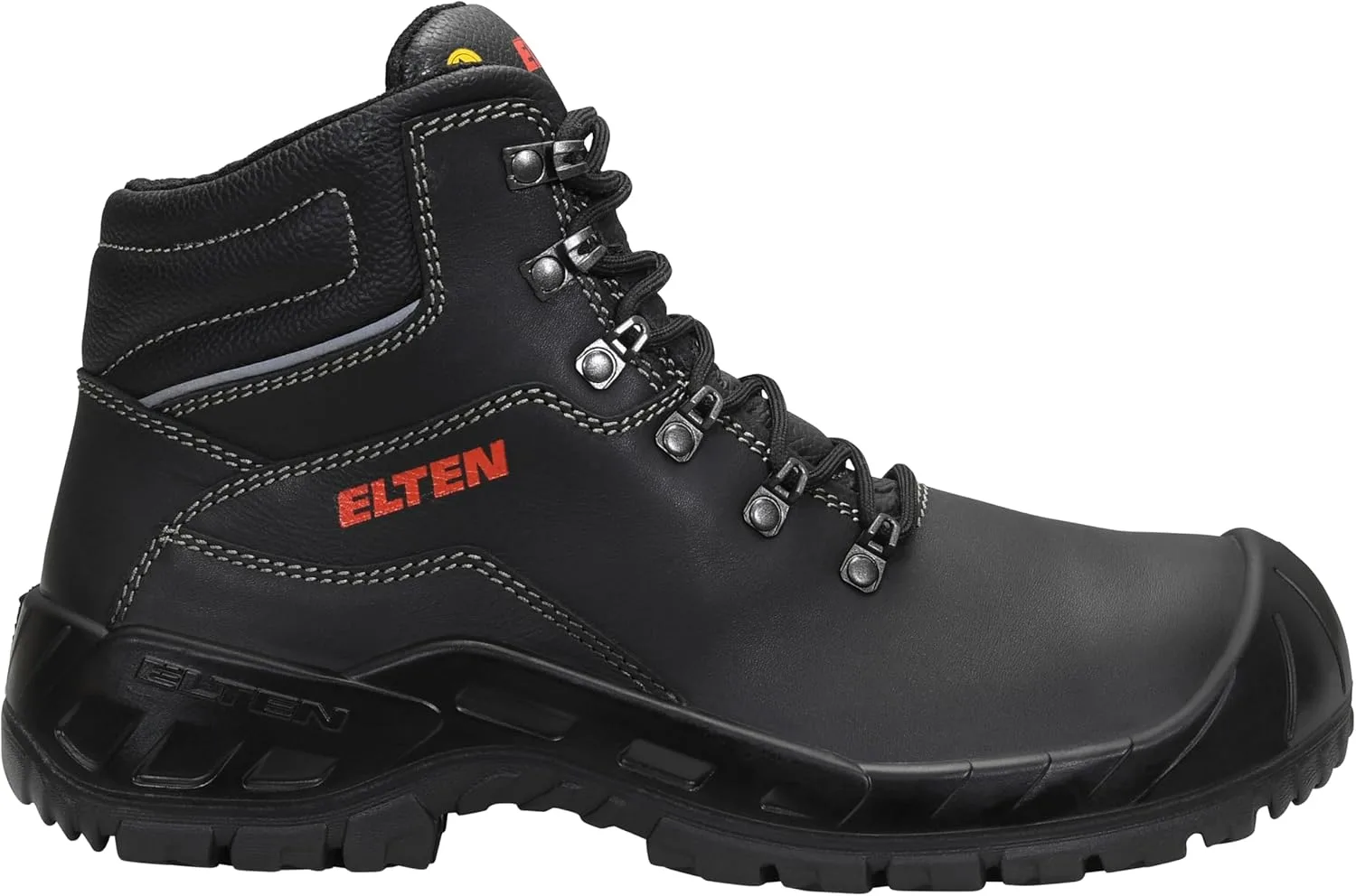 Защитные ботинки ELTEN Lutz II ESD S3 HI на шнуровке для мужчин и женщин, изготовлены из кожи, с металлическими носками, легкие, классического черного цвета — фото 2