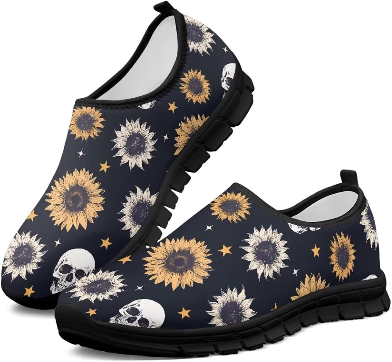 

Мужские модные кроссовки Hresuewn, низкие, с противоскользящей подошвой, повседневная обувь для мужчин, удобные для ходьбы, Sunflower Skull