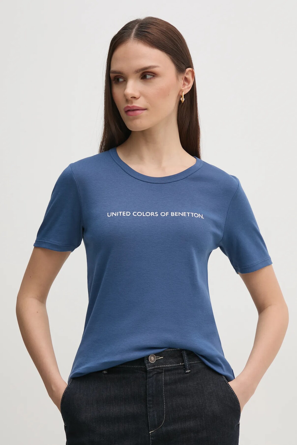 

Футболка из хлопка United Colors Of Benetton, темно-синий