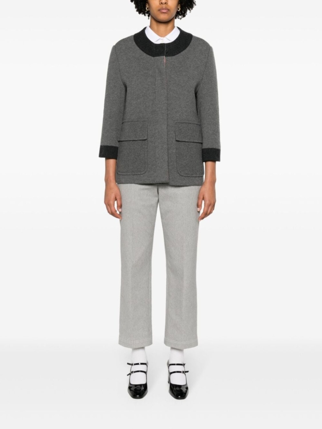 

Thom Browne кардиган-пальто с контрастной отделкой, серый