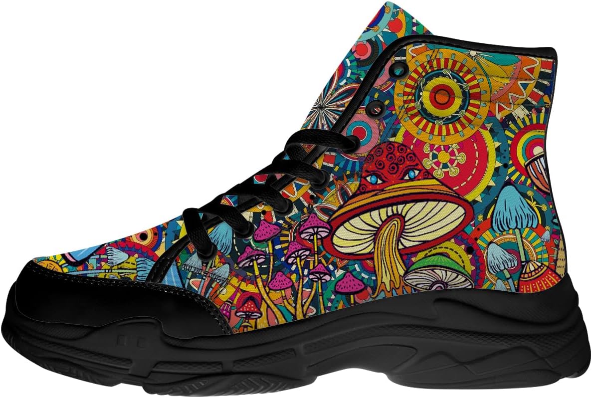 

Кроссовки Mushroom на высокой подошве для женщин, текстильные кроссовки на шнуровке, подарки для нее и для него Generic, 3102 Multicolor