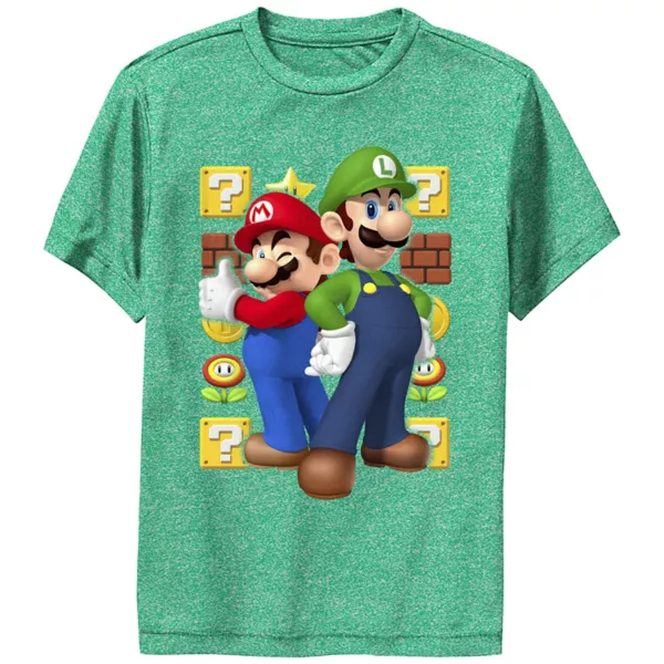 

Футболка для мальчиков 8-20 лет с принтом Super Mario Bros и Луиджи Licensed Character, цвет kelly heather