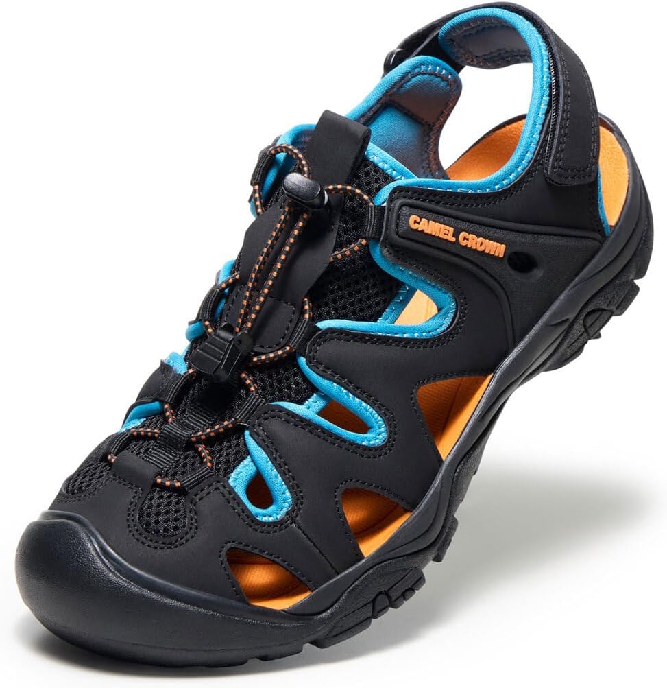 

Мужские удобные летние сандалии CAMEL CROWN, дышащие пляжные сандалии, регулируемые, для активного отдыха на улице, походов, спортивные сандалии для воды и путешествий, черный/синий