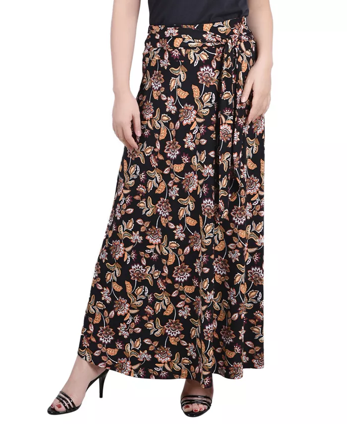 

Юбка макси с принтом и поясом на завязках Petite NY Collection, серый