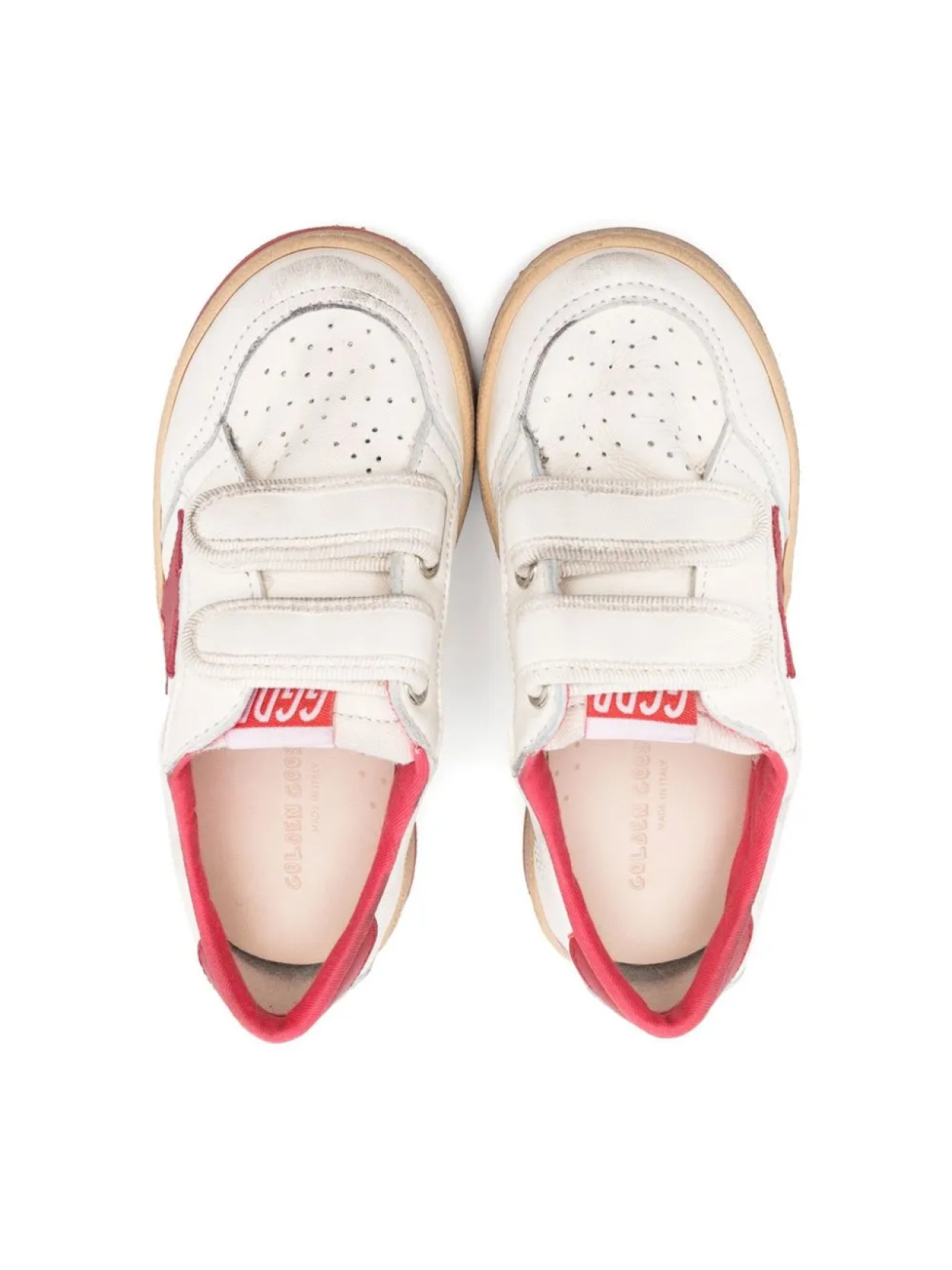 Golden Goose Kids кеды Old School на липучках, белый — фото 3