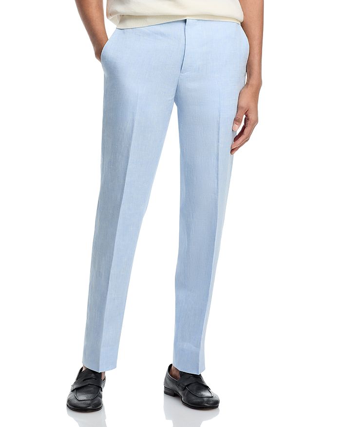 

Брюки Mayer Slim Fit из костюмного льна Theory, синий