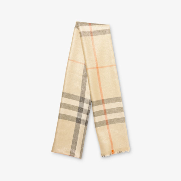 

Шарф Burberry Check Metallic, желтый
