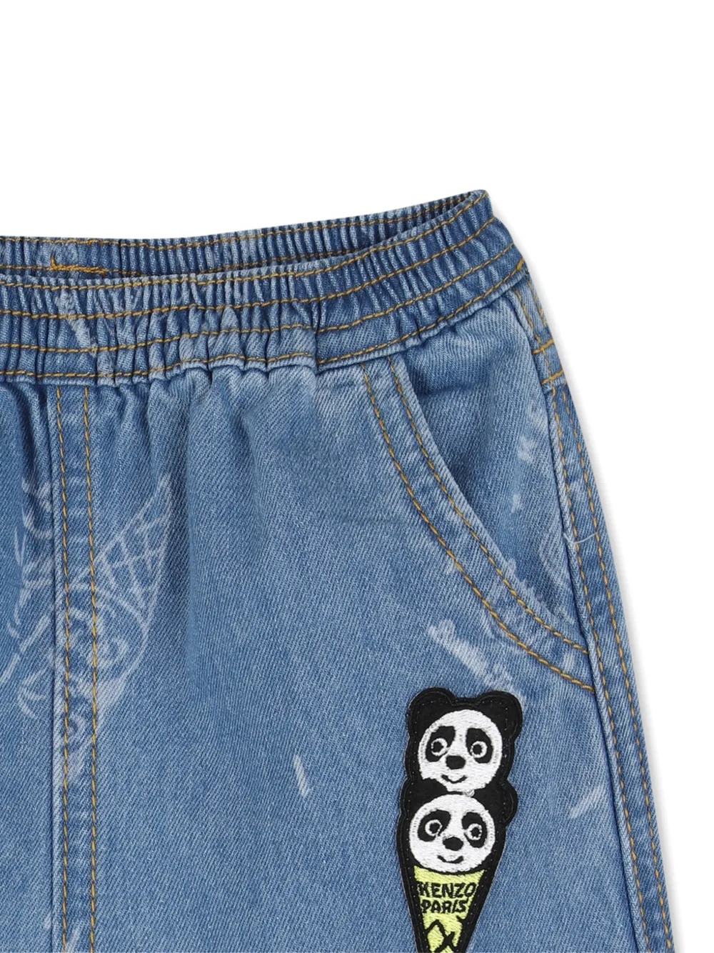 Джинсовые шорты с аппликацией Kenzo Kids, синий — фото 3