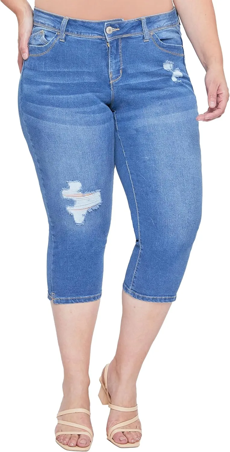 

Royalty for Me Women's YMI Jeans Plus Size Sustainable Mid Rise Capri