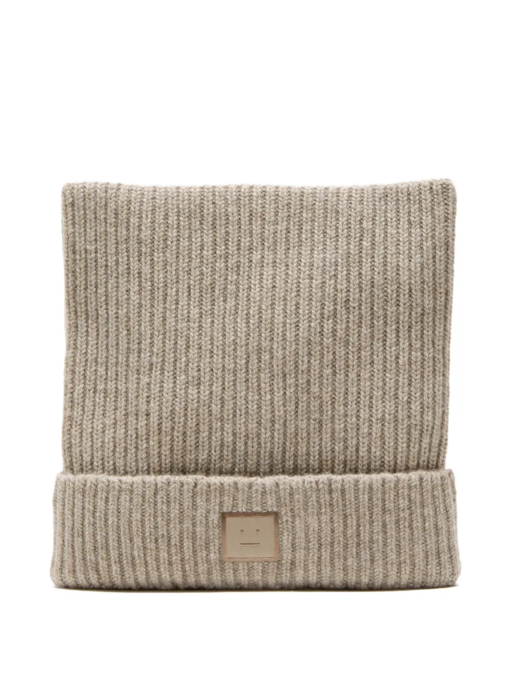 

Шапка бини в рубчик с нашивкой Acne Studios, бежевый