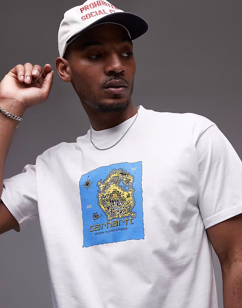 

Футболка Carhartt WIP с графическим принтом Old World белого цвета