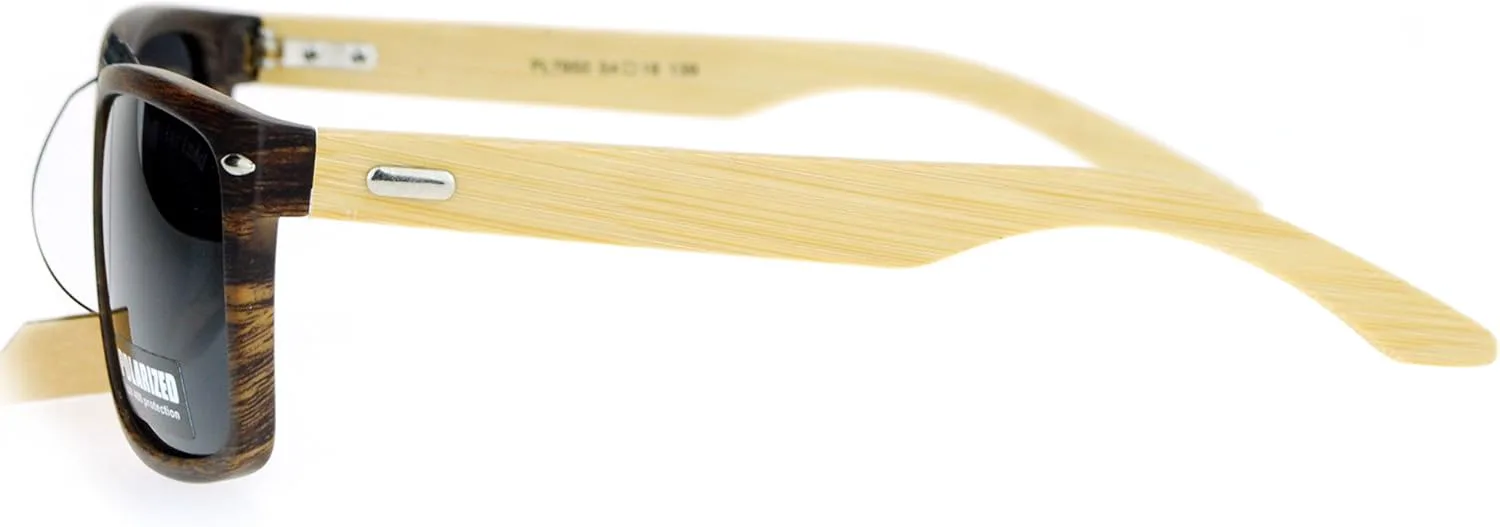 

Поляризованные линзы, настоящие бамбуковые солнцезащитные очки, матовая прямоугольная оправа, защита от УФ-излучения UV 400 JuicyOrange, Dark Wood (Black)