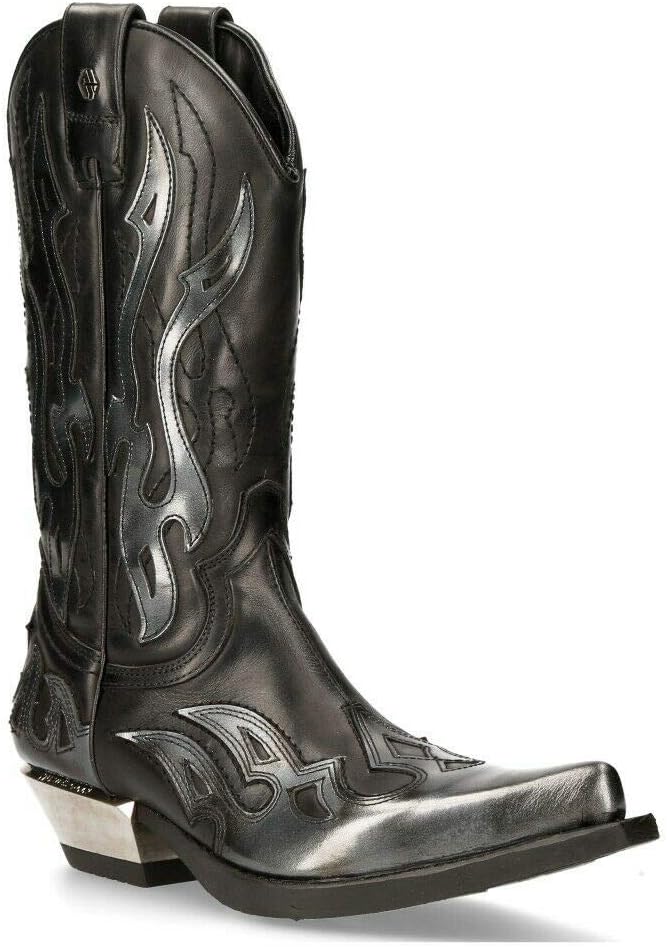 Ботинки New Rock M-7921-S3 SILVER FLAME Черная кожа Тяжелые байкерские и ковбойские, черный — фото 3